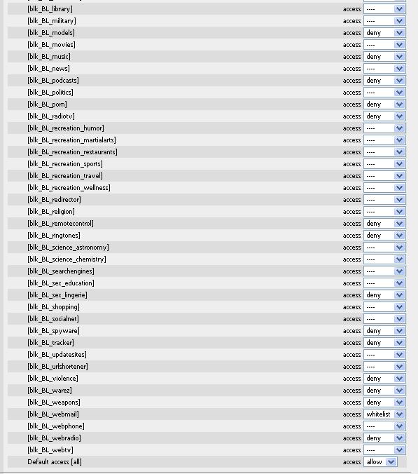 pfsense blacklist categories